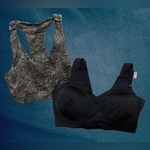 1 Black and 1 Patterned Sports Bra - Set